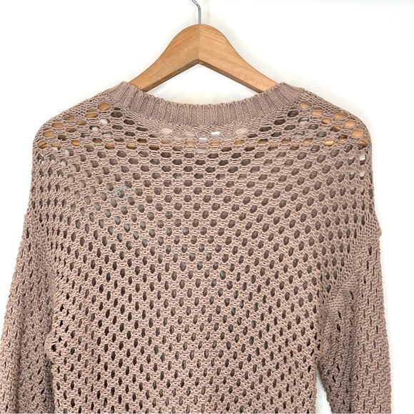 Abercrombie & Fitch Crochet Crew Sweater Size M Open Knit Cotton Cropped NEW - Picture 5 of 12